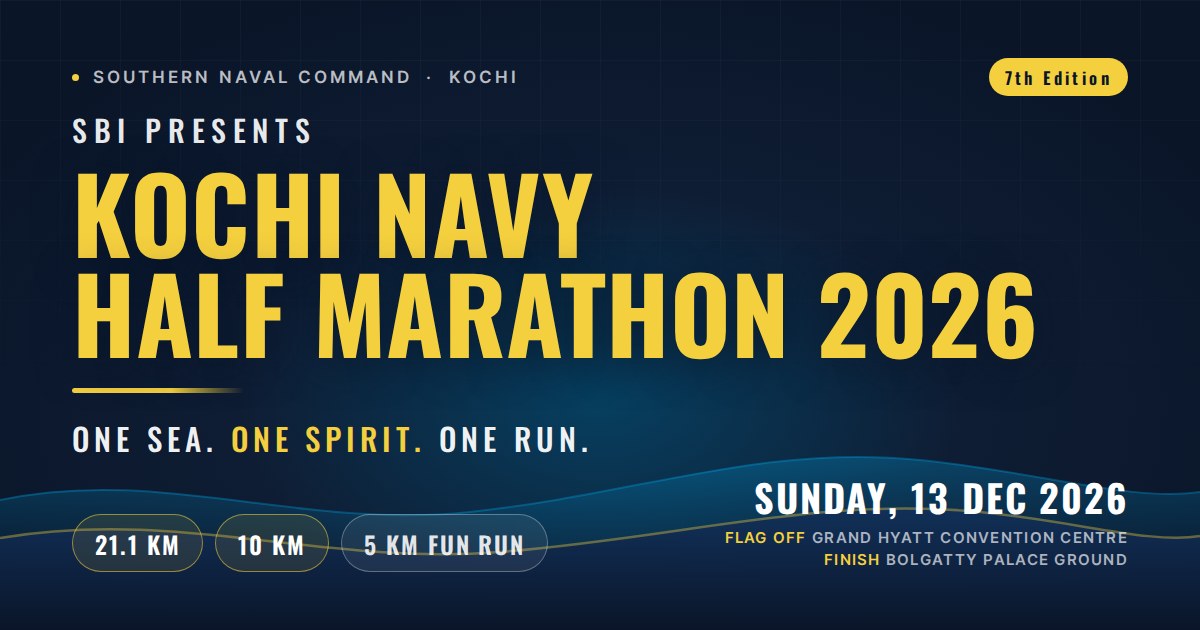 SBI Kochi Navy Half Marathon 2026 banner